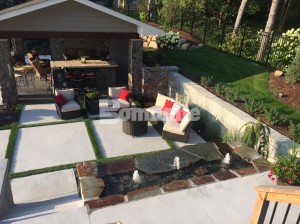 Backyard Landscaped and Designed with Bomanite Concrete Systems, Exposed Aggregate, Bomanite Revealed, Bomanite Antico Process, Bomanite Imprinted Concrete, Bomanite Thin-Set Overlay creating entertaining spaces, courtyards, pool decks and cabanas