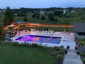 Concrete Arts, Inc. had the opportunity to create a stunning transformation for the homeowners backyard renovation with the Bomanite Revealed Exposed Aggregate System supplying a slip-resistant, durable pool deck that caters to daytime relaxation and upscale evening gatherings