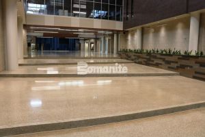 The Bomanite Renaissance Polished Concrete system provided design flexibility, first-cost savings and lower cost maintenance for the new construction of the Olathe West High School interior floors installed by Musselman & Hall Contractors