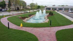 Bomanite of Wisconsin uses Bomanite Imprint Systems to create 6,000 SF of paved concrete pathways leading up to various buildings and surrounding the featured fountains in the center of Direct Supply headquarters in Milwaukee, WI.